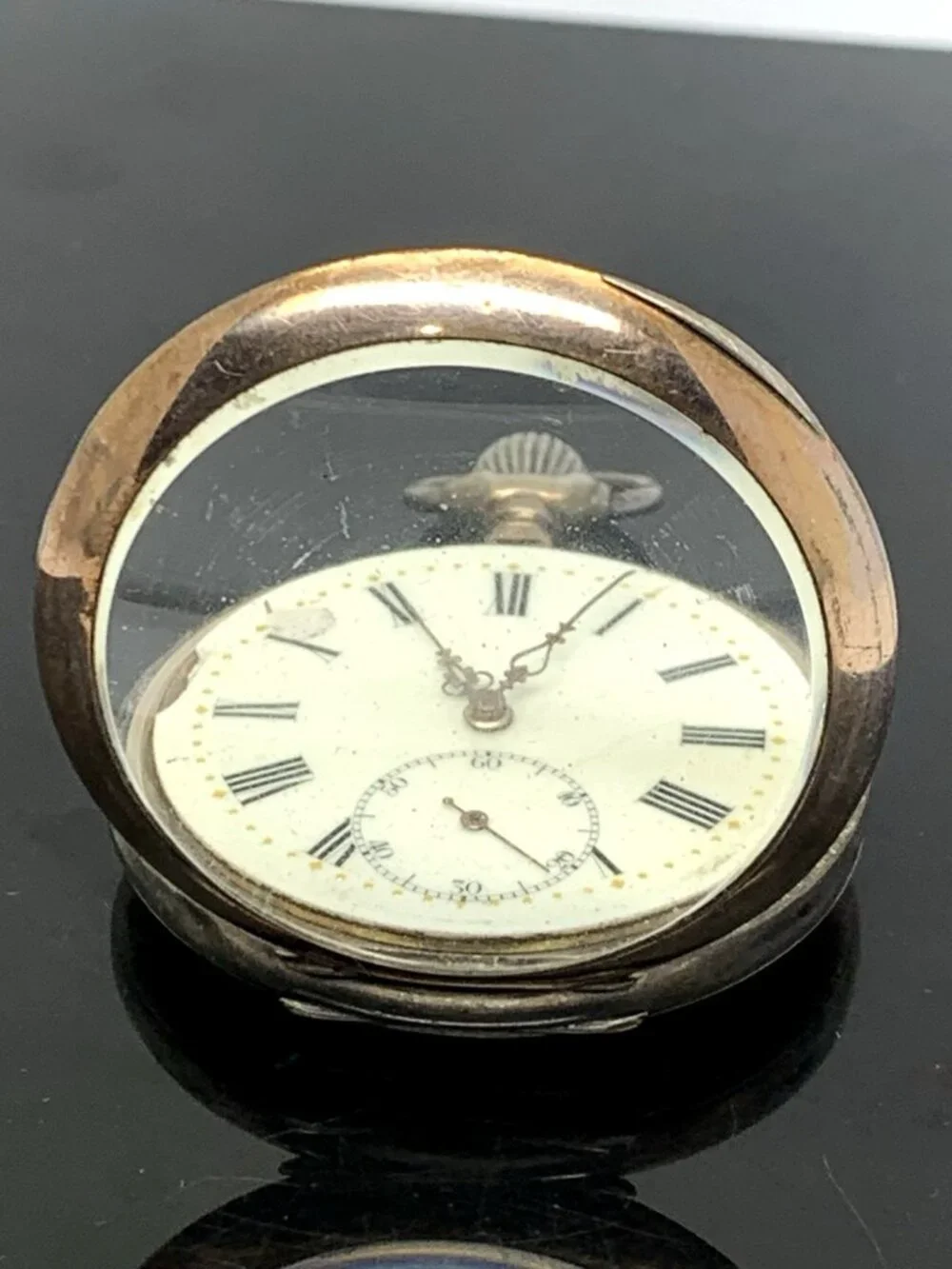 Antique Pocket Watch German Reichskrone Imperial Crown .800 Silver Case 50mm